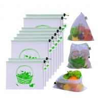 Fruit bags for selling 3pcs/set Reusable Produce Bags Home Kitchen Fruit And Vegetable Storage Mesh Bags