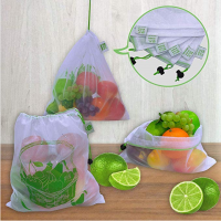 String 12 Pcs Heavy Duty Reusable Mesh Produce Bags, Barcode Scanable See Through Food Safe Mesh Bags